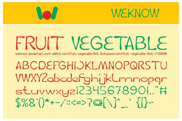 Fruit and Vegetable Font for Creative Crafting and Branding